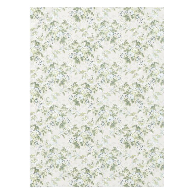 Nappe en chintz anglais vert sauge, rose de chou (Devant)