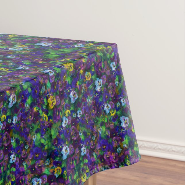 Nappe en coton violette à pensées 52x70 (In Situ)