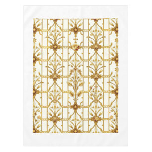 Nappe en treillis floral Art Déco doré de luxe