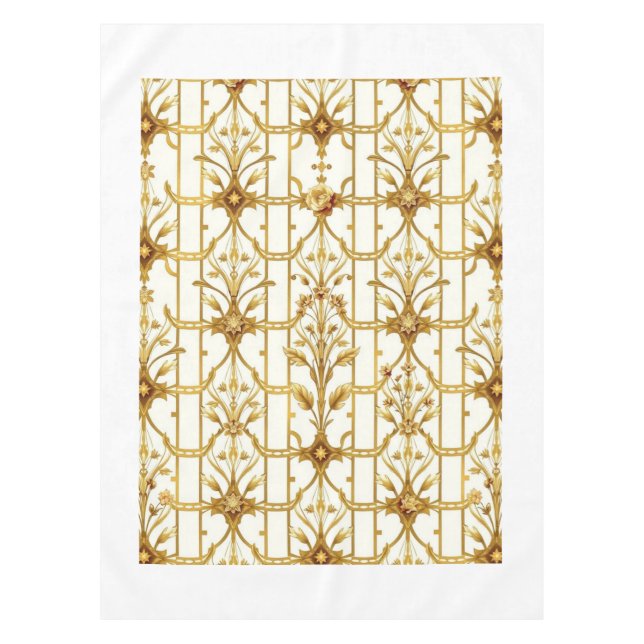 Nappe en treillis floral Art Déco doré de luxe (Devant)