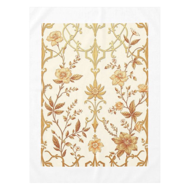 Nappe en treillis floral Art Déco or (Devant)