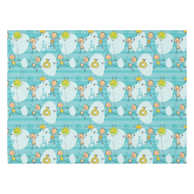 Nappe Enfants mignons jouant sur le motif de plage (Devant (Horizontal))