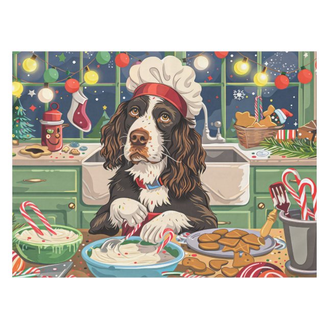 Nappe English Springer Spaniel Fête de fin d'année en cu (Devant (Horizontal))
