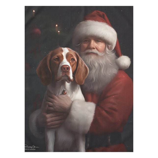 Nappe Épaniel breton avec le Père Noël Noël (Devant)