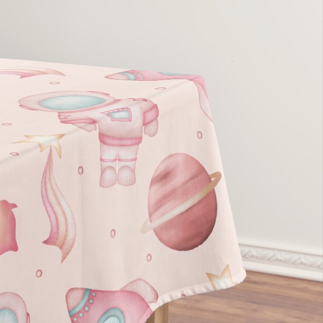 Nappe Espace Filles Anniversaire Astronaute Rose (In Situ)