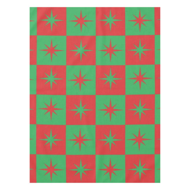 Nappe Étoiles atomiques à carreaux rouges et verts pour  (Devant)