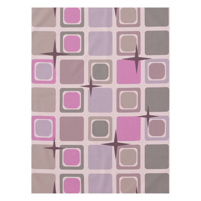 Nappe Étoiles Carrés modernes du milieu du siècle Rose v (Devant)