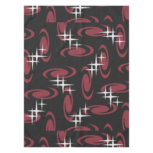 Nappe Étoiles de l'âge atomique Motif Black Maroon (Devant)