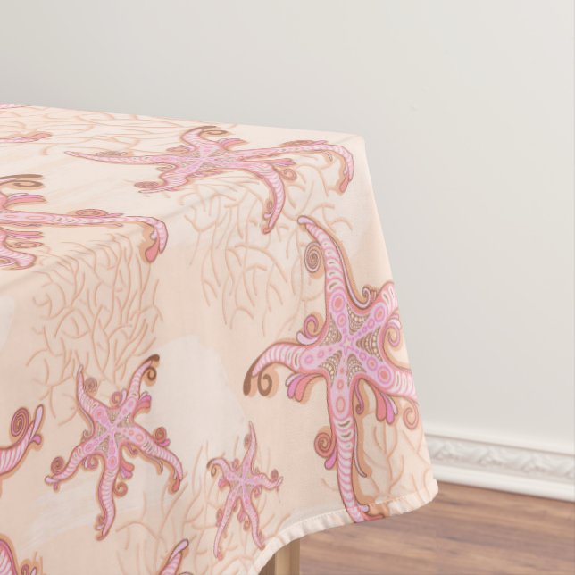 Nappe Étoiles de mer et motif pastel rose corail (In Situ)