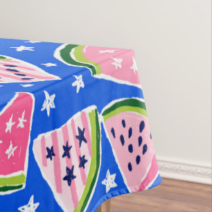 Nappe Étoiles de pastèque rose Fête d'été patriotique bl