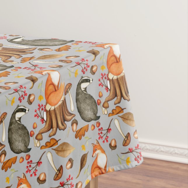 Nappe Fall Leaves Badger & Fox Motif (In Situ)