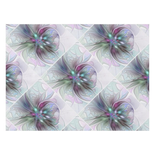 Nappe Fantaisie Abstraite Moderne Fleur Fractale Colorée (Devant (Horizontal))