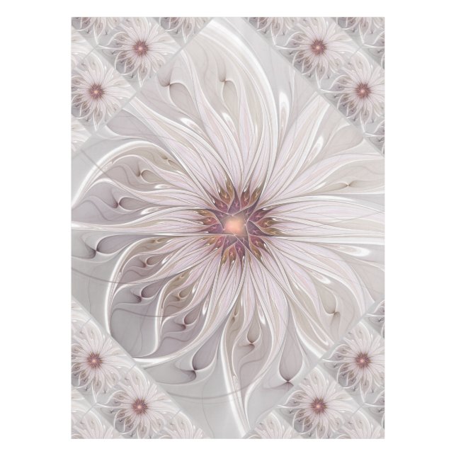 Nappe Fantaisie florale, Fleur pastel moderne abstraite (Devant)