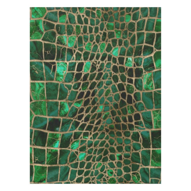Nappe Faux Crocodile texture malachite et or (Devant)