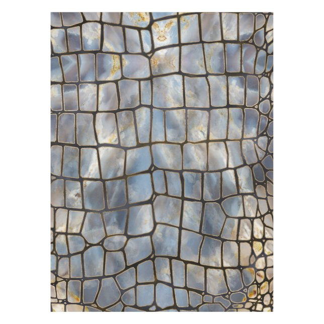 Nappe Faux Crocodile texture marbre et or (Devant)