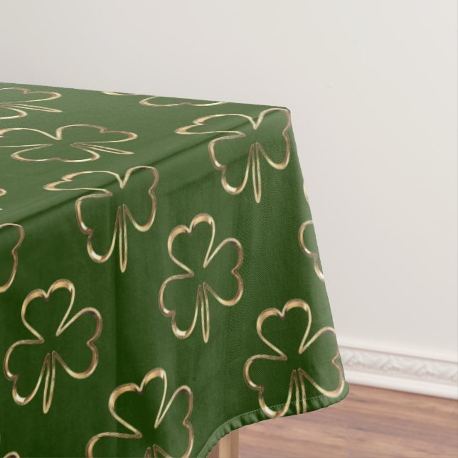 Nappe Faux Gold Clovers Shamrock Green Motif irlandais (In Situ)