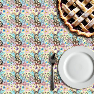 Nappe Fée Chat Tigré Pastel Fantaisiste Floral Fantastiq