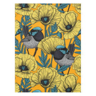 Nappe Fée et pavots en jaune