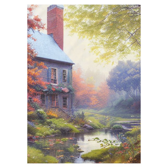 Nappe Ferme/cours d'eau/bois/peinture (Devant)