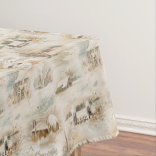 Nappe Fermes de Noël rustiques en hiver