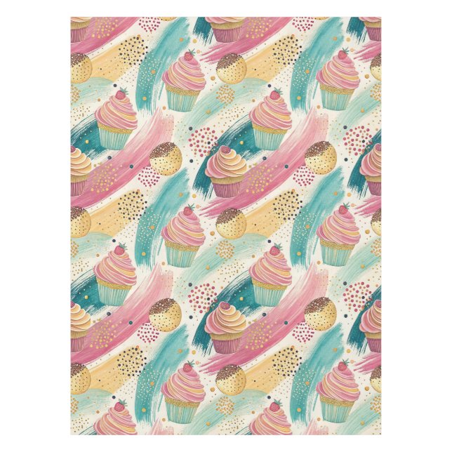 Nappe Festive Cupcake & Brushstroke Celebration Motif (Devant)