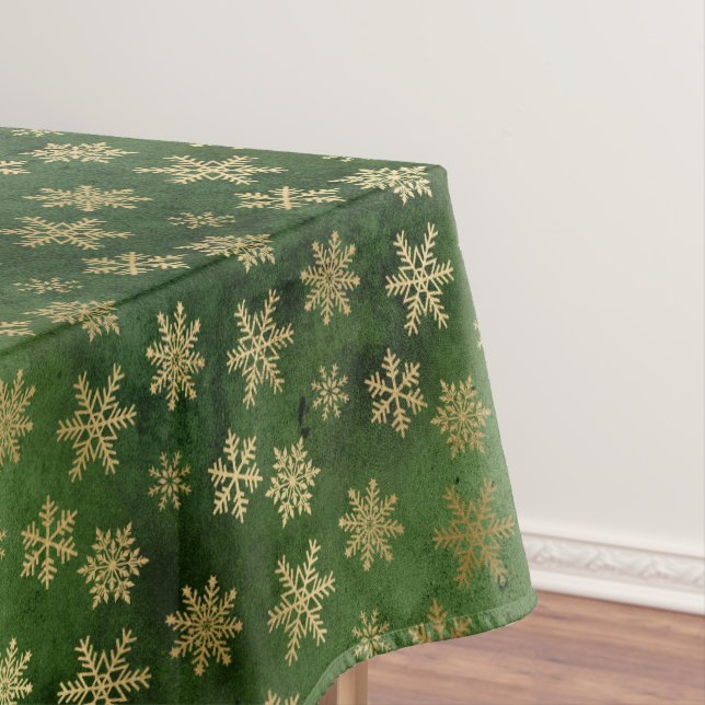Nappe Festive Green et Gold Foil Snowflakes d'hiver (In Situ)
