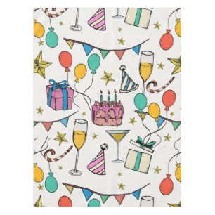 Nappe fête d'anniversaire ballons cake champagne