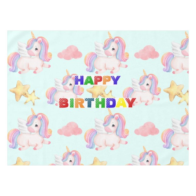 Nappe Fête d'anniversaire simple Rainbow moderne (Devant (Horizontal))