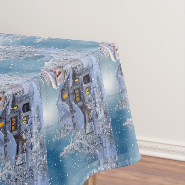 Nappe Fête de Noël Hiver Blanc Snowman Bleu Russe (In Situ)