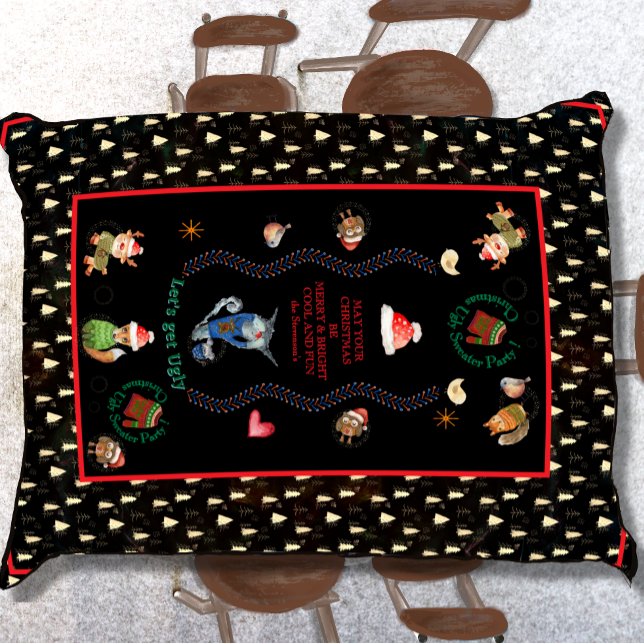 Nappe Fête de Noël moche Sweater Animaux nordiques (Ugly Sweater Christmas Party Nordic Animals Tablecloth)
