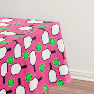 Nappe Fête de Pickleball Pagaies et Ballons Roses et Ver