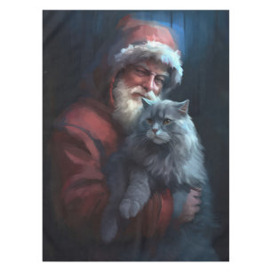 Nappe Fête du Père Noël du chat bleu russe