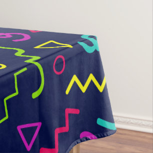 Nappe fête rétro néon années 80 Memphis motif
