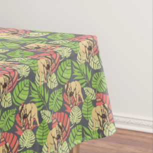 Nappe Feuille et éléphants exotiques 2 de jungle