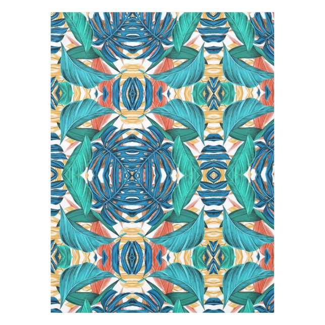 Nappe Feuille tropicaux vert et bleu (Devant)
