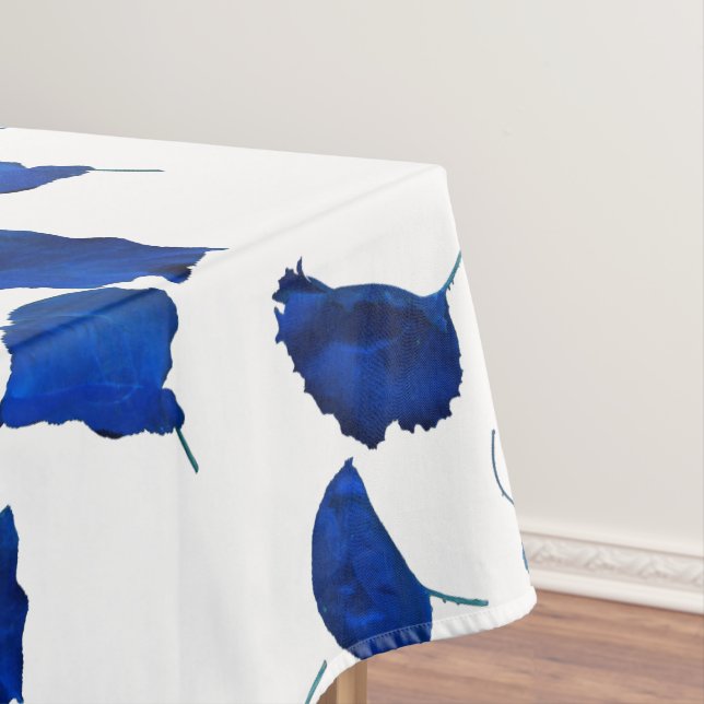 Nappe Feuilles Bleus Apricot Arrière - plan blanc (In Situ)