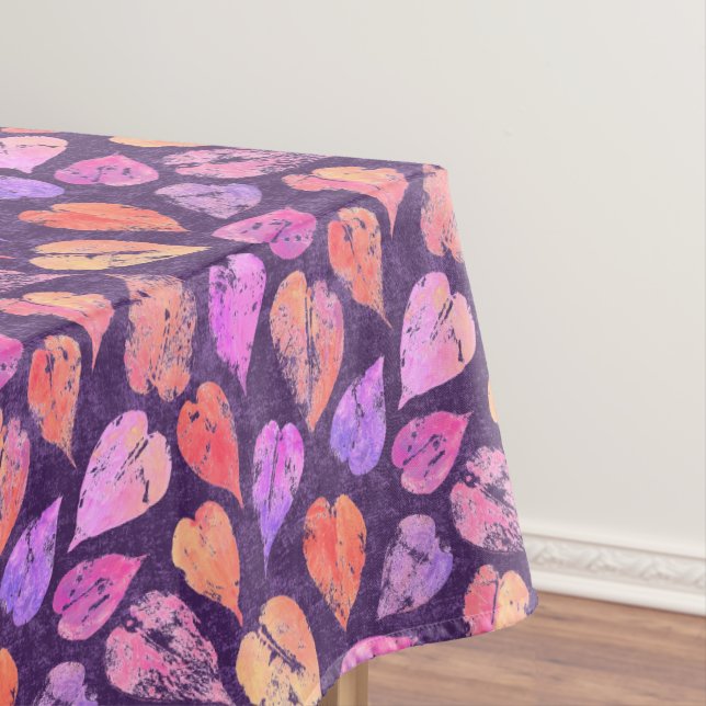 Nappe Feuilles colorées d'automne sur motif violet (In Situ)