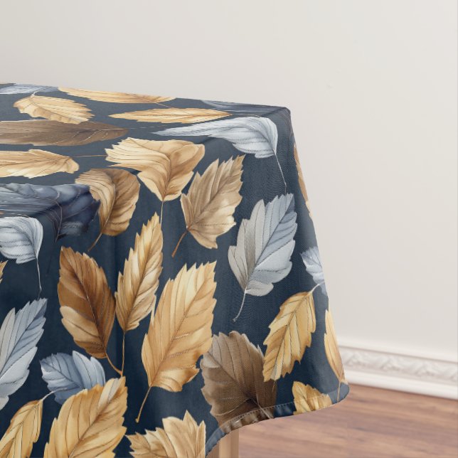 Nappe Feuilles d'automne or/bleu (In Situ)
