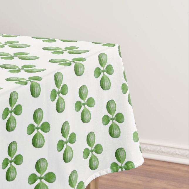 Nappe Feuilles de Jade Vert sur Blanc (In Situ)