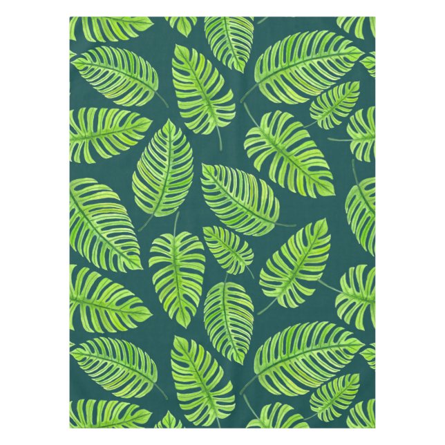 Nappe Feuilles de Monstera, motif d'aquarelle tropicale (Devant)