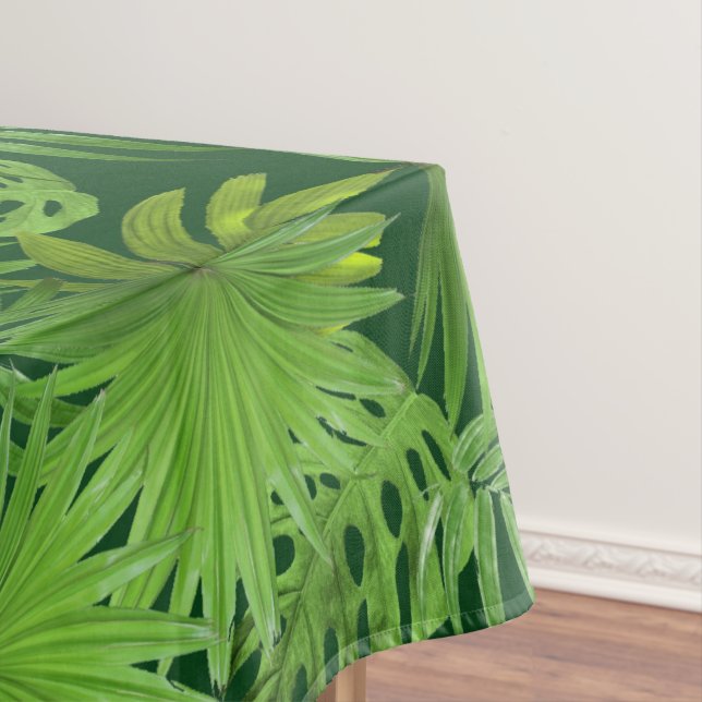 Nappe Feuilles de palmier vert tropical sur fond vert fo (In Situ)