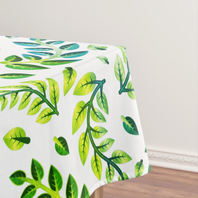 Nappe Feuilles Élégantes Vert Citron Turquoise (In Situ)