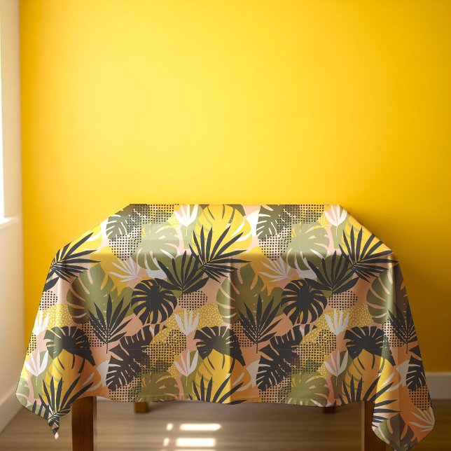 Nappe Feuilles Tropicales Abstraites Modernes & Points  (Créateur téléchargé)