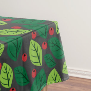 Nappe Feuilles verts, Berries Rouges, Motif Des Feuilles