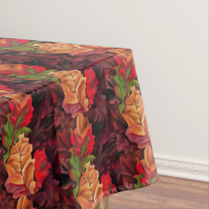 Nappe Feuilles vintages d'automne Vert Or Brown Rouge