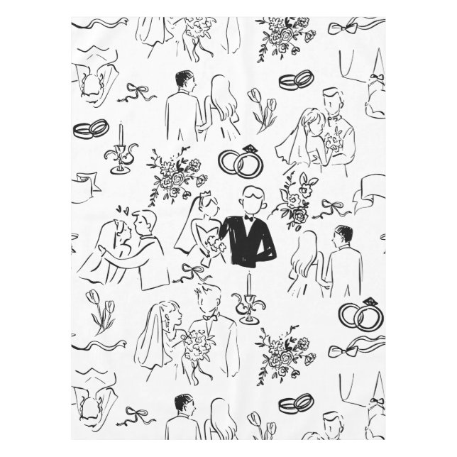 Nappe fiançailles de mariage de mariage dessinés à la ma (Devant)