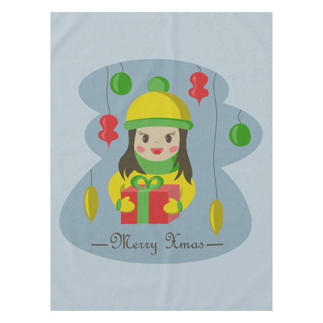 Nappe Fille avec boîte cadeau de Noël (Devant)