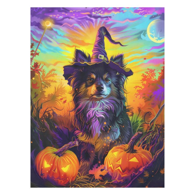 Nappe Finlandais Lapphund Chien Halloween sorcière et Ci (Devant)