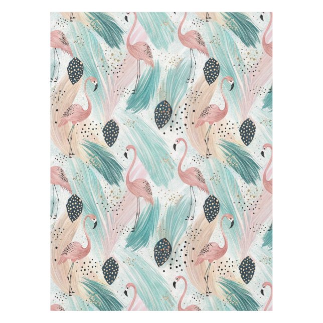 Nappe Flamant rose d'aquarelle Motif tropical (Devant)