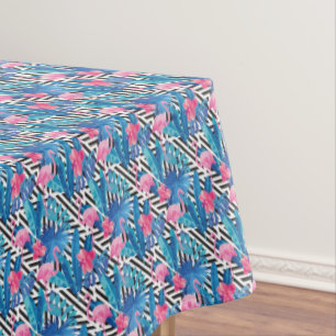 Nappe Flamant rose et paumes sur le motif géométrique